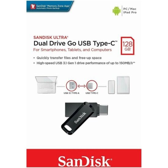 128Gb - SanDisk Ultra Dual Drive Go USB Type-C SDDDC3-128G-G46