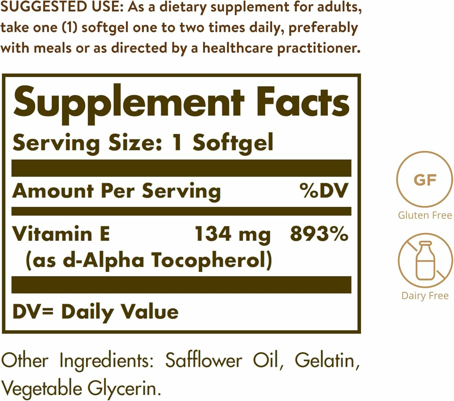 Картинки Solgar, Vitamin E 200ME d-alpha , Витамин E д-альфа токоферол в мягких капсулах, 134 мг, 200 МЕ, 100 шт.