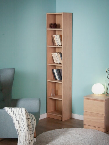 Изображение товара Стеллаж ГУД лакк Варма, 6 полок, 38х198х28 см, шпон, дуб беленый