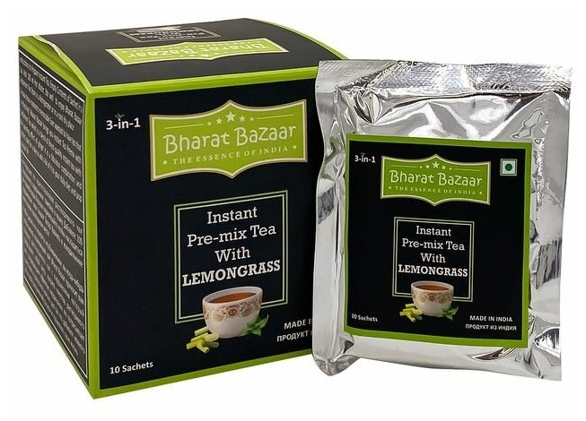 Чай с Лемонграссом "Премикс" 3в1 (lemongrass tea premix) Bharat Bazaar | Бхарат Базар 140г