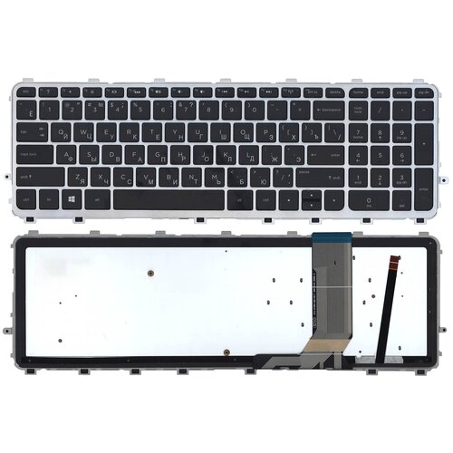 Клавиатура для ноутбука HP Envy 15-j000 черная с серебристой рамкой с подсветкой клавиатура для ноутбука hp envy 15 j000 17 j000 черная с рамкой с подсветкой