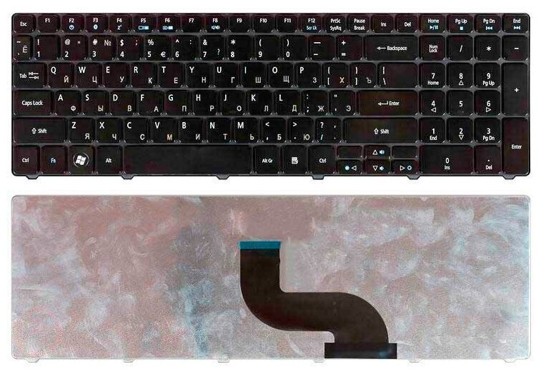 Клавиатура для ноутбука Acer Aspire 5810T 5410T 5536 5536G 5738 5800 5820 5739 5739G 7738G 7738 7540 черная 800₽
