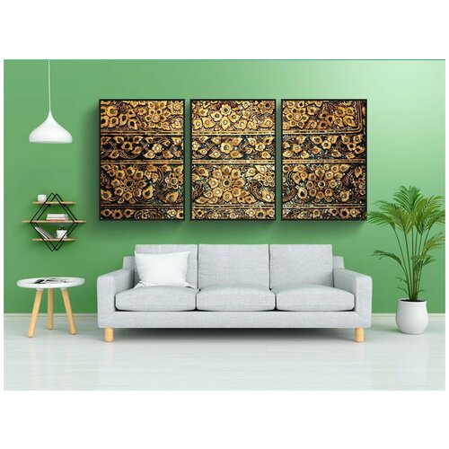 фото Набор модулных постеров для интерьера "мозаика, плитка, золото" 60x90 см. в тубусе, без рамки lotsprints