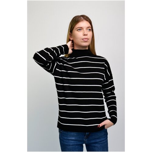 фото Джемпер mixray" в черно- белую полоску с воротником стойка