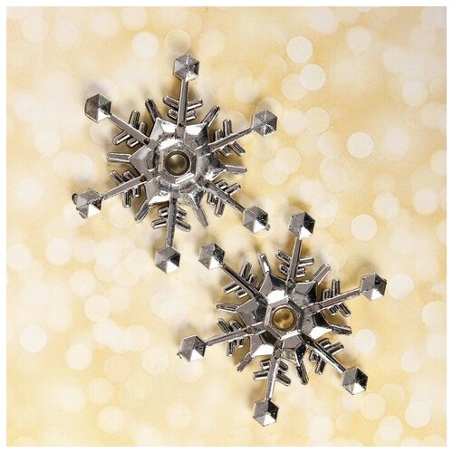 фото Основа для творчества и декора «снежинка» набор 2 шт, размер 1 шт: 7 см, цвет серебряный mikimarket