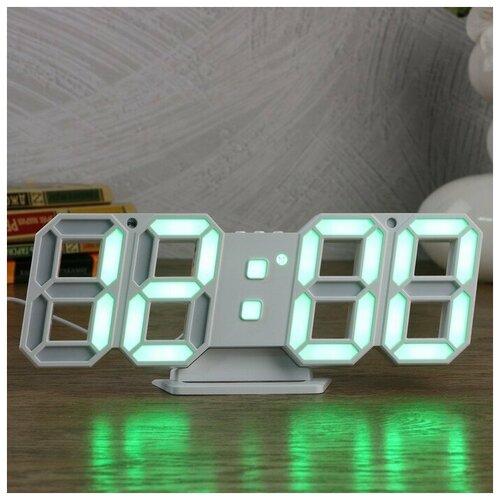 фото Часы-будильник электронные "цифры", термометр, 9.5 x 23 см, от usb сима-ленд