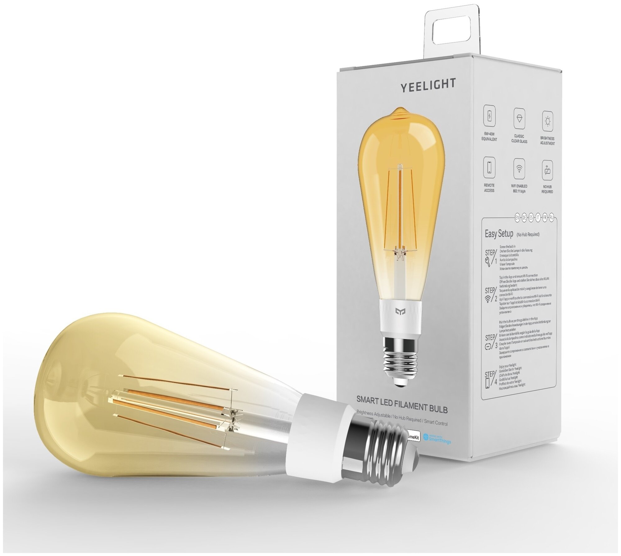 Лампочка Xiaomi Yeelight Smart LED Filament Bulb ST64 (YLDP23YL) (transparent) - фотография № 2