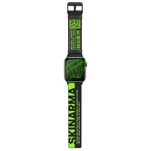 фото Ремешок для apple watch 42mm / 44mm skinarma tekubi neon green / ремень для умных часов apple watch 42 / 44 mm / ремешок для apple watch 3/4/5/6/se / неоновый ремешок для умных часов / браслет для часов эппл вотч 42/44 мм / ремешок для эпл вотч / кожаный ремешок для умных смарт часов эпл вотч серии 1, 2, 3, 4, 5, 6, се 42-44 мм / силиконовый ремешок для apple watch / ремешок-браслет для apple watch 42/44мм / браслет для apple watch / ремешок для девушки / ремешок для мужчины