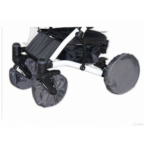 фото Чехлы на колеса детской коляски с поворотными колесами 25-30 см серый спортбэби
