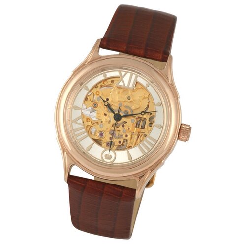 фото Часы мужские наручные механика автоподзавод "чайка" скелетон" зол. 585* 41950.157 platinor