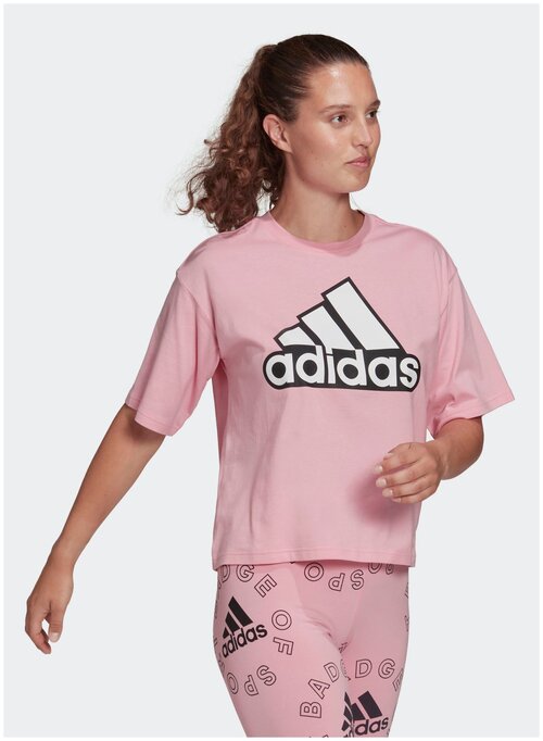 Футболка adidas Essentials Logo Boxy Tee, силуэт свободный, размер L INT, черный