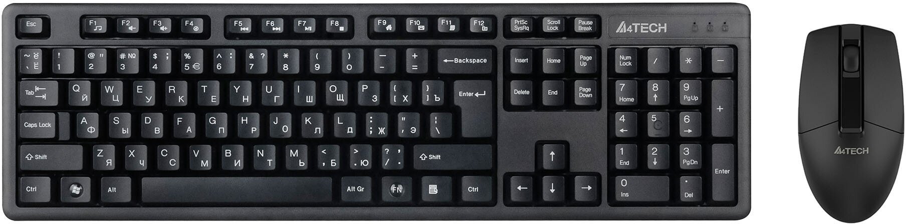 Комплект клавиатура+мышь A4Tech 3330N черный/черный