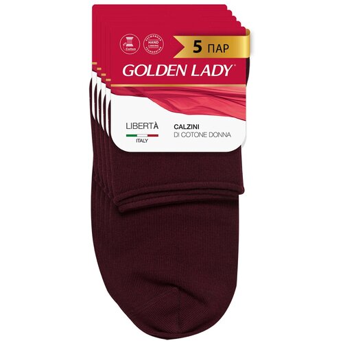 фото Женские носки golden lady средние, усиленная пятка, бесшовные, 5 пар, размер 35-38, бордовый
