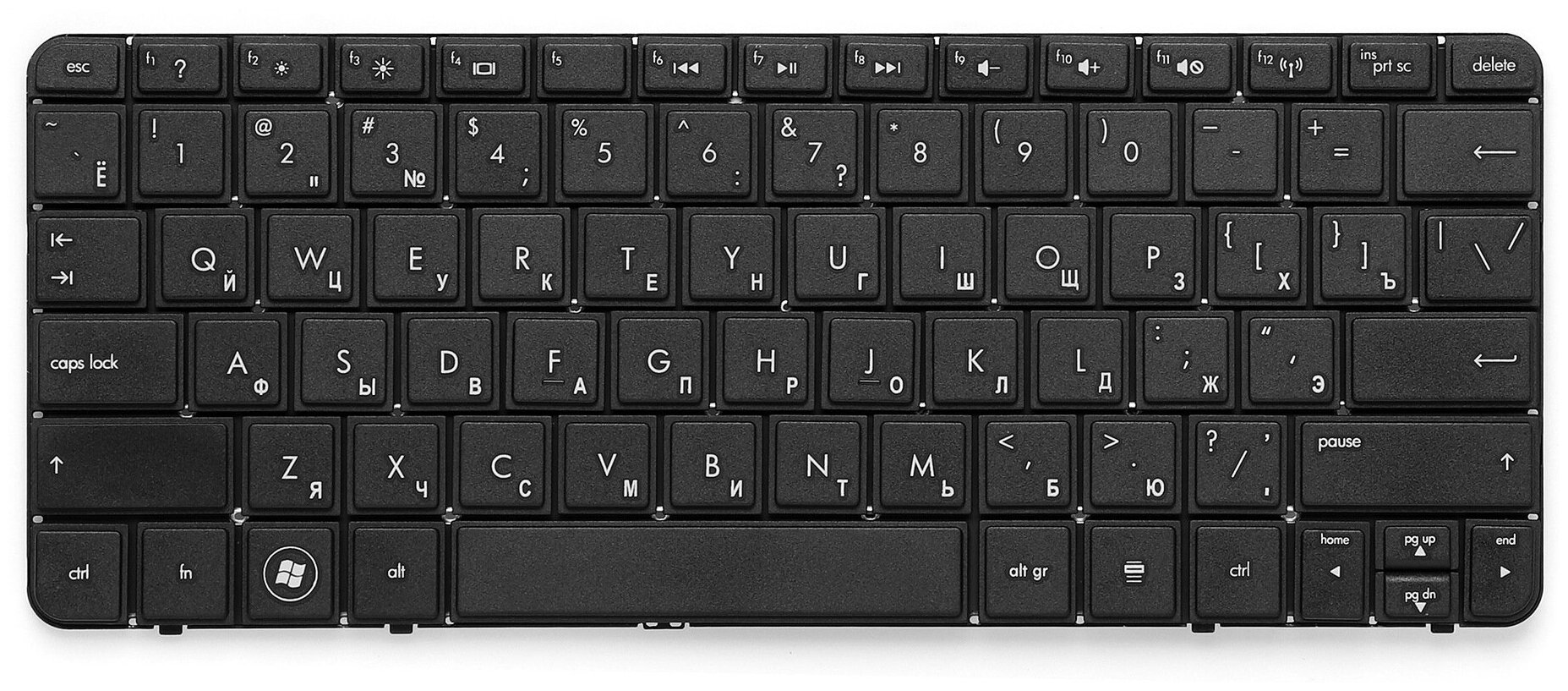 Клавиатура для ноутбука HP Mini 1103 110-3000 110-3500 110-3600 Series Плоский Enter Черная Без рамки PN SN5103