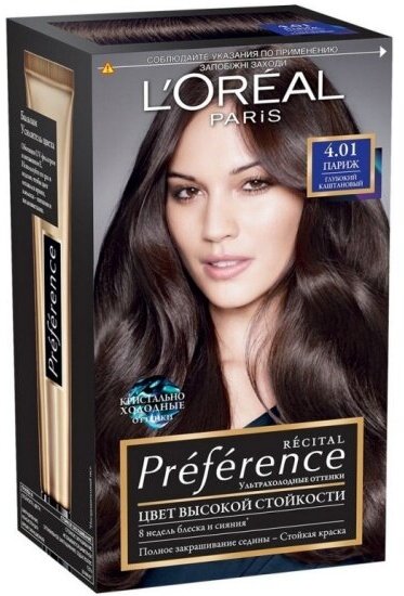 Крем-краска для волос L'oreal Paris L'OREAL Preference тон 4.01 Париж