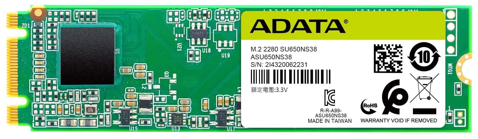 Твердотельный накопитель A-Data Ultimate SU650 256ГБ, M.2 2280, SATA-III, SATA ASU650NS38-256GT-C