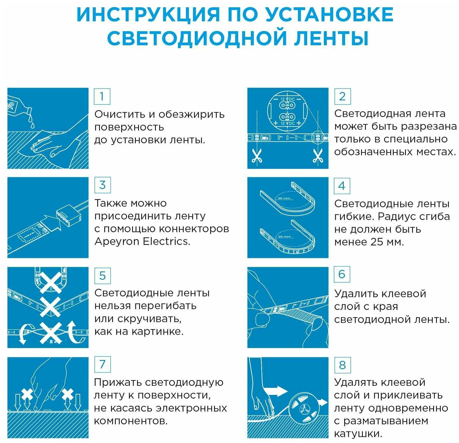 Яркая и гибкая светодиодная LED лента для декоративной подсветки дома или автомобиля Apeyron 00-106 с напряжением 12В, мощность 20 Вт/м, тип светодиодов smd2835, количество диодов 120 д/м, степень защ - фотография № 7