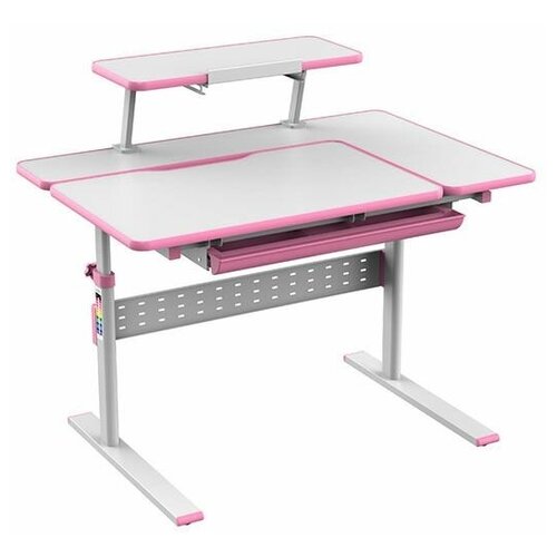 фото Детский стол holto-99 розовый + полка + подставка для книг