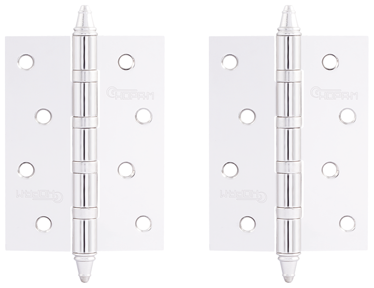 Петли дверные 2 шт. Нора-М 4"-4ВВ универсальные (100х75х2,5) - Хром