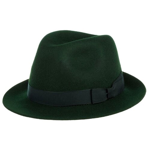фото Шляпа трилби christys, шерсть, подкладка, размер 59, зеленый