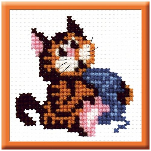 фото 523 набор для вышивания рс-студия "кошка с клубочком" 8*8 см
