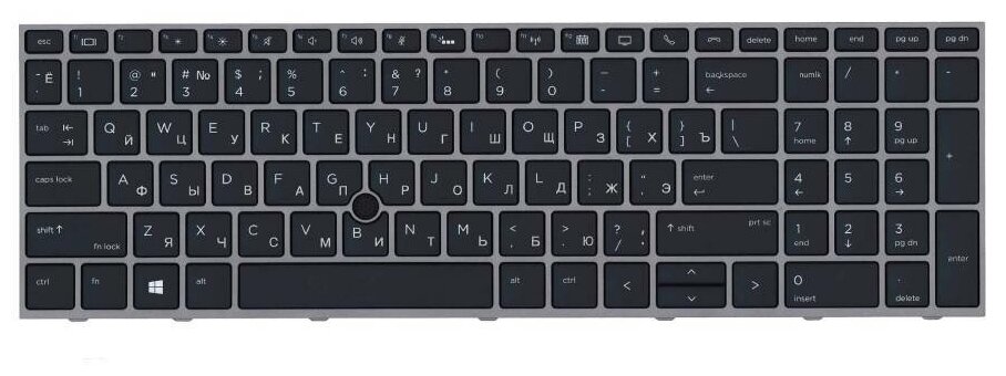 Клавиатура keyboard 904ZA07L0R для ноутбука HP ProBook 450 G0 450 G1 450 G2 455 G1 черная с серебристой рамкой и TrackPoint с подсветкой 1656₽