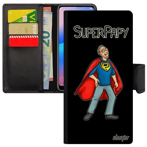 фото Красивый чехол-книжка для мобильного // xiaomi redmi 6a // "супердед" комикс супергерой, utaupia, черный