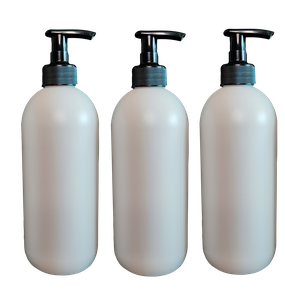 Флакон (бутылка) 500 мл. HDPE белый, с дозатором черного цвета. Бутылочки для ванной. Диспенсер (дозатор) для мыла, шампуня, геля.