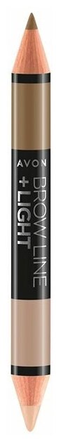 AVON Карандаш для бровей 2 в 1  Brow Line + Light, оттенок Светло-коричневый/Light brown