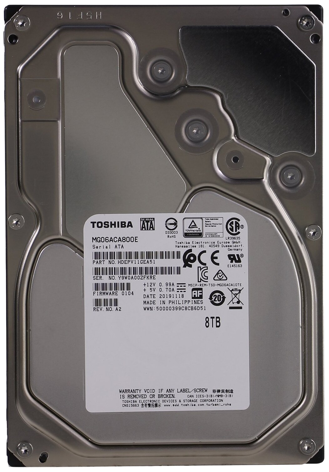 8    Toshiba Enterprise Capacity [MG06ACA800E]