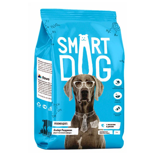 Сухой корм для собак Smart Dog лосось, с рисом 1 уп. х 1 шт. х 3 кг сухой корм для собак chicopee лосось с рисом 1 уп х 1 шт х 20 кг