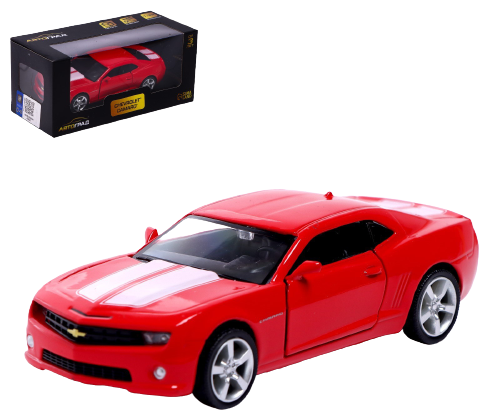 Машина металлическая CHEVROLET CAMARO, 1:32, открываются двери, инерция, цвет красный (1 шт.)