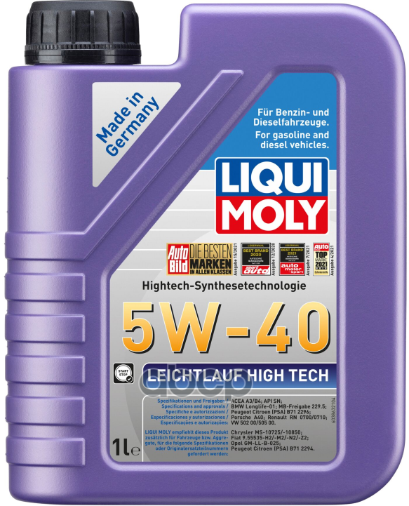 Lm 2327 масло hc-синт. моторное leichtlauf high tech 5w40 sp a3/b4 1л liqui moly 2327