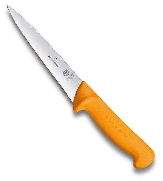 Нож кухонный Victorinox Swibo (5.8412.15) стальной обвалочный для мяса лезв.150мм прямая заточка жел