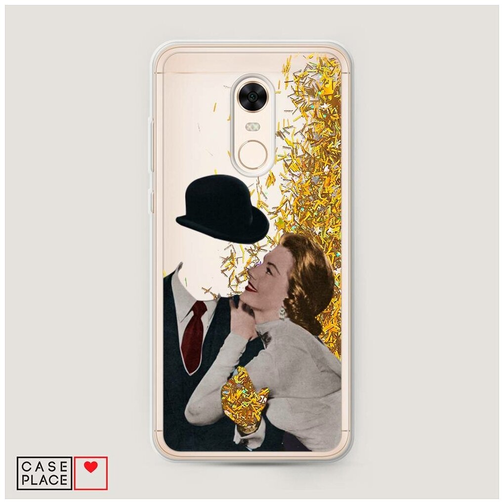 Жидкий чехол с блестками "Retro couple" на Xiaomi Redmi 5 Plus / Сяоми Редми 5 Плюс