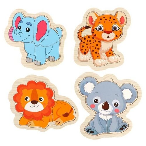 фото Фабрика фантазий деревянная игрушка вкладка- пазл «зоопарк», набор, 4 пазла