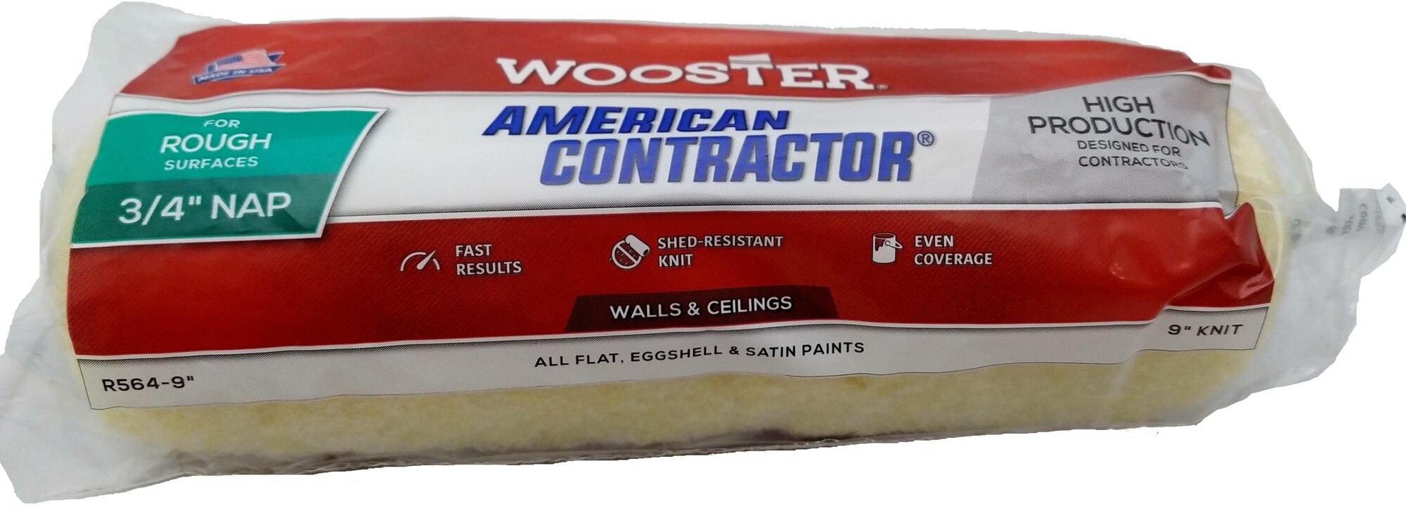 Валик малярный вязаный Wooster AMERICAN CONTRACTOR® (9" - 3/4", грубый)