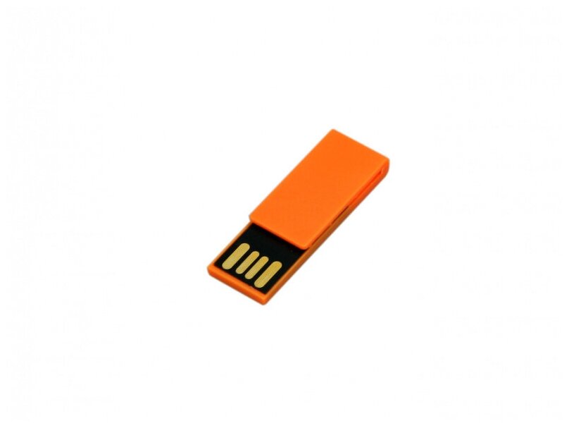 Пластиковая флешка зажим скрепка для нанесения логотипа (32 GB USB 2.0 Оранжевый/Orange p_clip01 Flash drive модель 201 W)