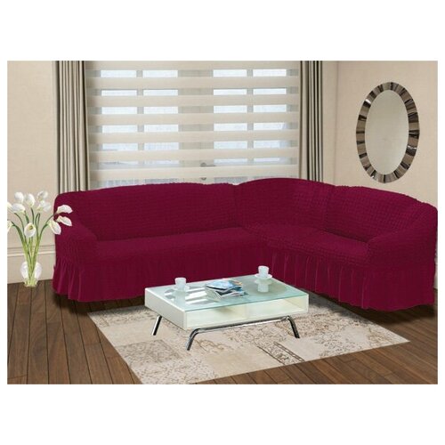 фото Чехол на диван угловой правосторонний 2+3 bulsan бордовый bulsan (турция)