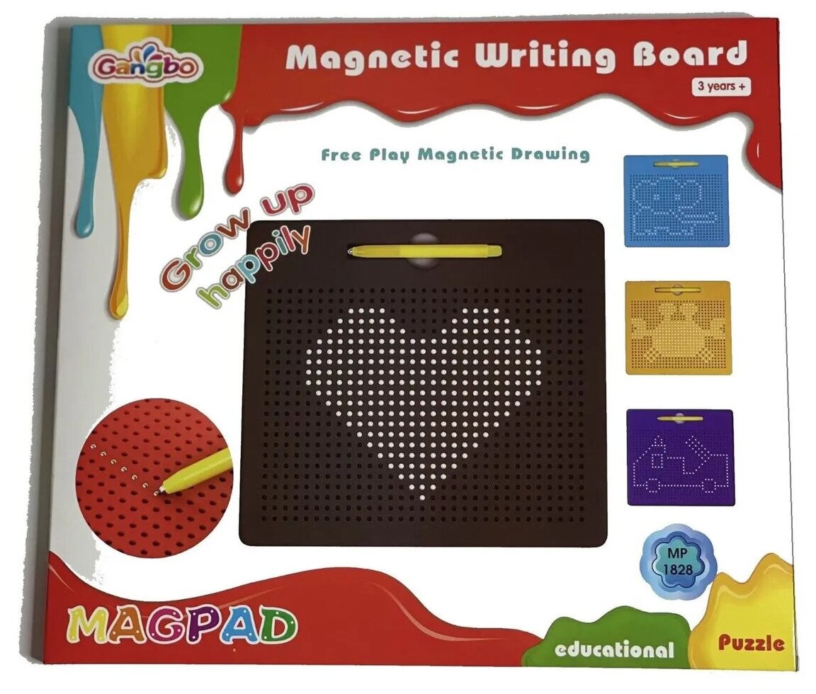 Магнитный планшет для рисования Magpad 714 отверстий для шариков / Обучающая, развивающая мелкую моторику / Детский планшет / Магнитный конструктор
