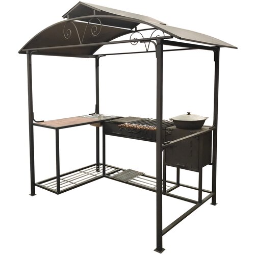 фото Мангал с крышей и печкой дипломат metal мангал