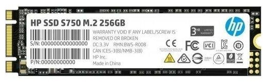 Твердотельный накопитель SSD M.2 256 Gb HP S750 Read 560Mb/s Write 520Mb/s 3D NAND TLC 16L55AA#ABB