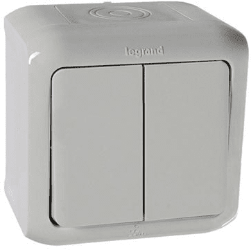Выключатель LEGRAND Quteo 10A двухклавишный IP44 серый - фото №6