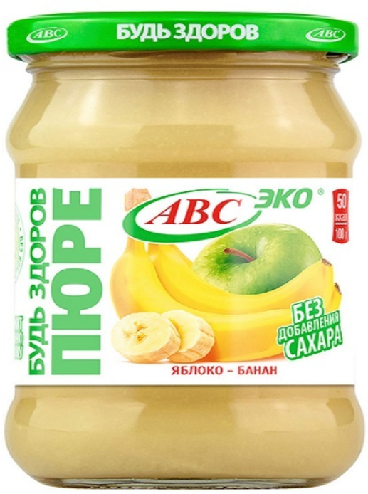 Пюре фруктовое ABC Будь здоров! яблоко-банан без сахара