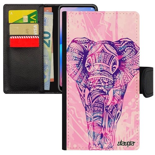 фото Ударопрочный чехол-книжка на телефон // apple iphone xs // "слон" саванна elephant, utaupia, розовый