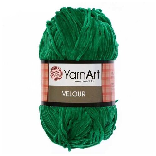 Пряжа YarnArt Velour | Пряжа Yarnart Velour - 856 яр. зелень | 5шт упаковка | Микрополиэстер: 100%