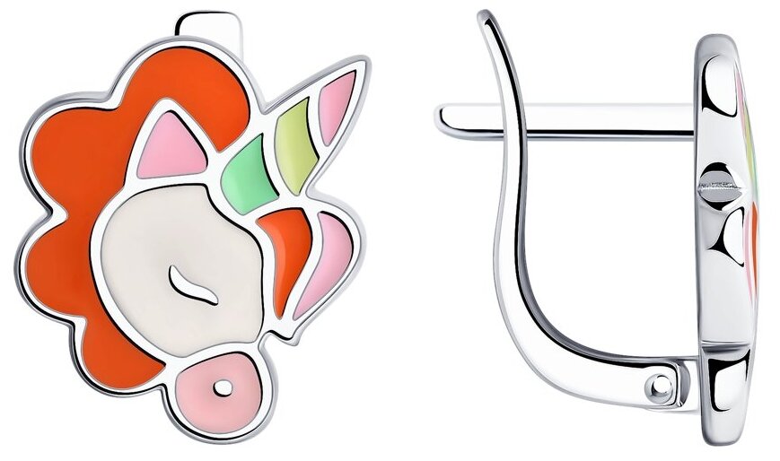 Серьги с подвесками, серебро, 925 проба, родирование, эмаль