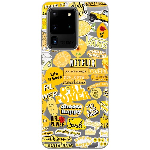 Силиконовый чехол Hippie Stickers на Samsung Galaxy S20 Ultra / Самсунг С20 Ультра силиконовый чехол с принтом space stickers для samsung galaxy s20 ultra самсунг с20 ультра