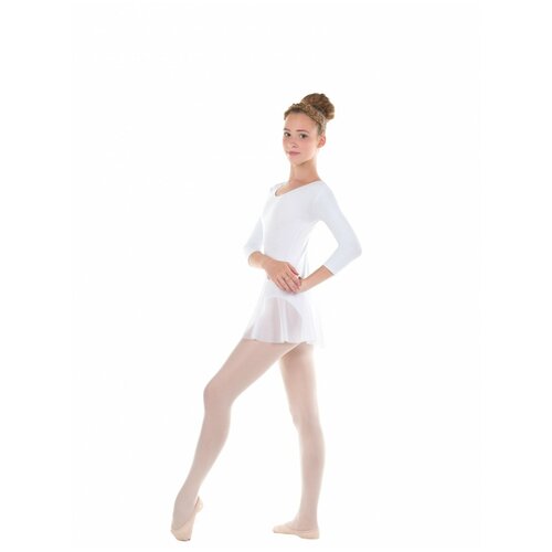 фото Купальник хореографический с рукавами 3/4 и юбочкой (хлопок) solo fd960 - чёрный - размер 30