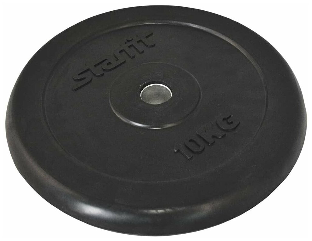 STARFIT Диск обрезиненный BB-202 10 кг, d=26 мм, стальная втулка, черный. ЦБ-00001413